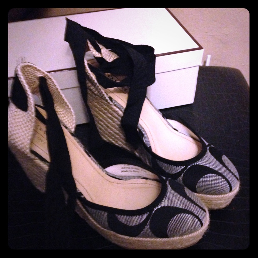 Coach signature canvas wedge heels